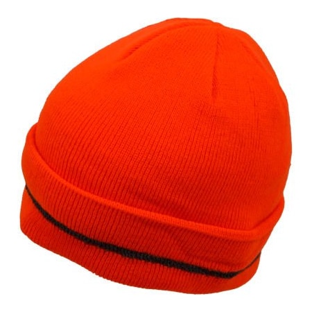 Petra Roc Inc Petra Roc Hi-Visibility Safety Beanie Hat with Reflective Woven Stripe, Orange, One Size OBE-S1